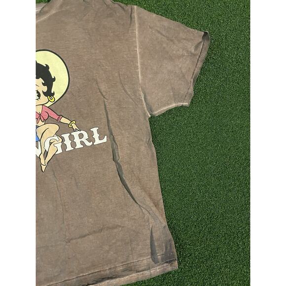 Betty Boop Cowgirl Vintage Style Brown T-Shirt Graphic Cartoon Tee Shirt Large - Picture 5 of 10